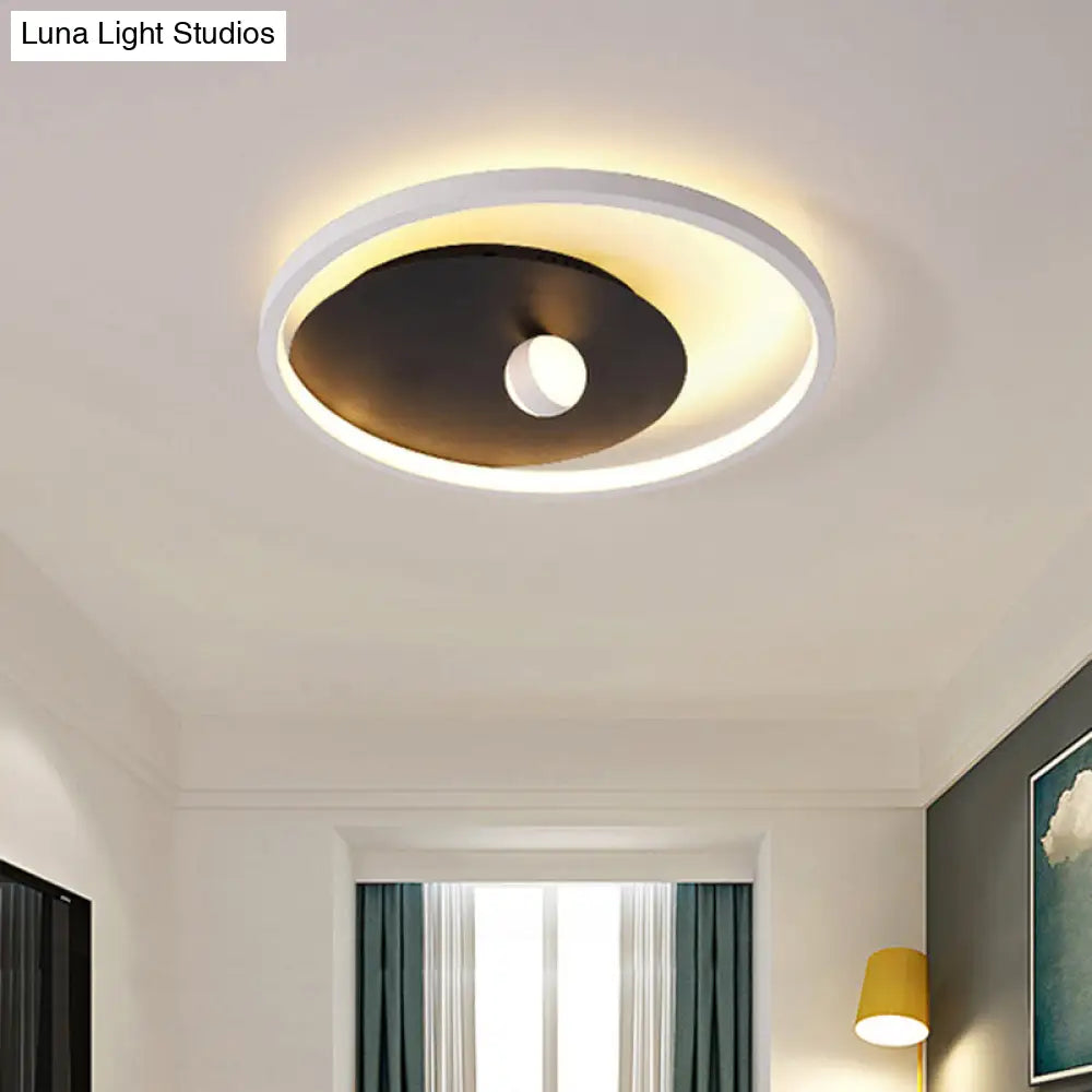 Modern Black And White Circle Acrylic Led Ceiling Light With Ball Design For Bedroom - Flush Mount