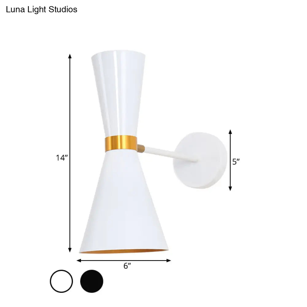 Modern Black And White Cocktail Shaker Sconce Lamp: Wall Mounted Metal Lighting With Rotatable Joint