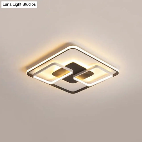 Modern Black And White Geometric Led Flushmount Living Room Light - Warm/White Multiple Sizes