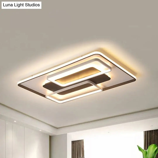 Modern Black And White Geometric Led Flushmount Living Room Light - Warm/White Multiple Sizes