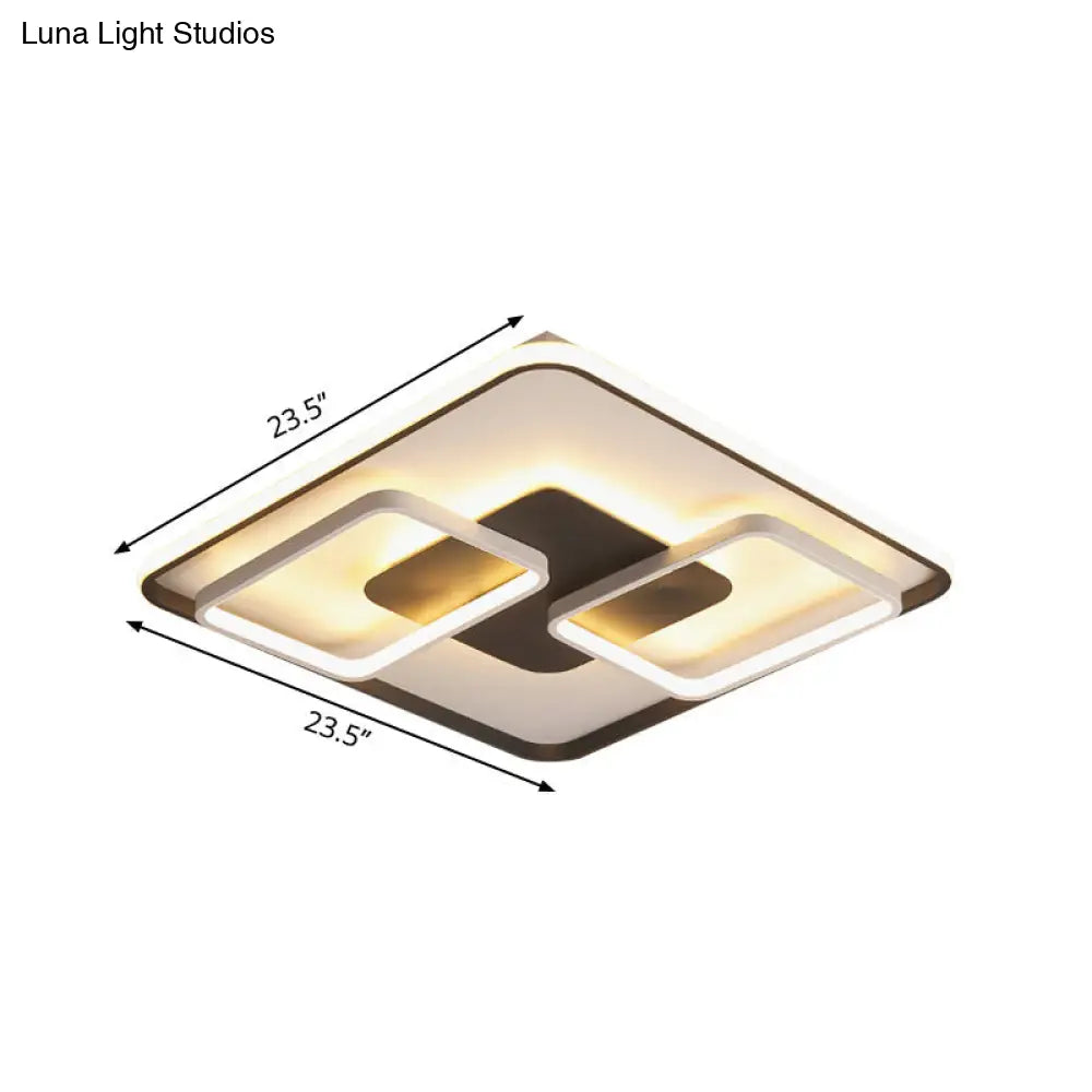 Modern Black And White Geometric Led Flushmount Living Room Light - Warm/White Multiple Sizes