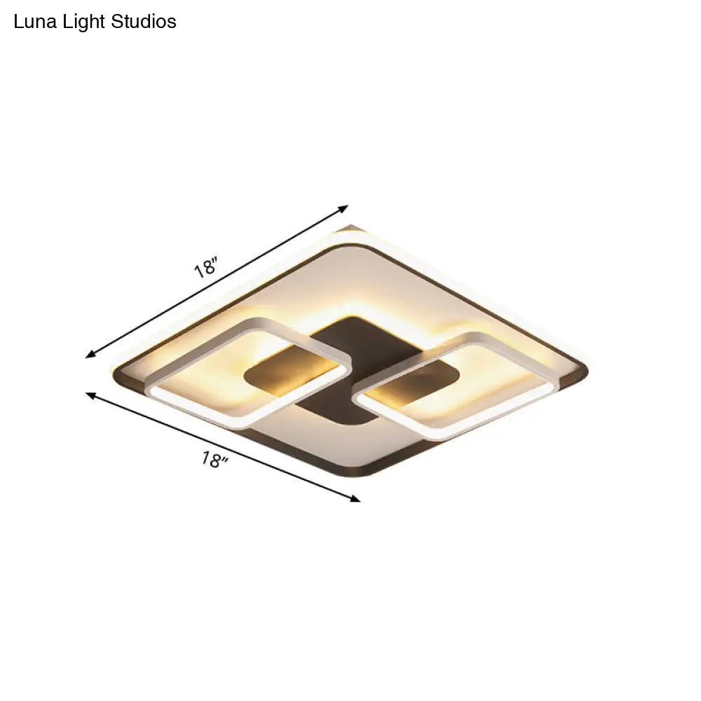 Modern Black And White Geometric Led Flushmount Living Room Light - Warm/White Multiple Sizes