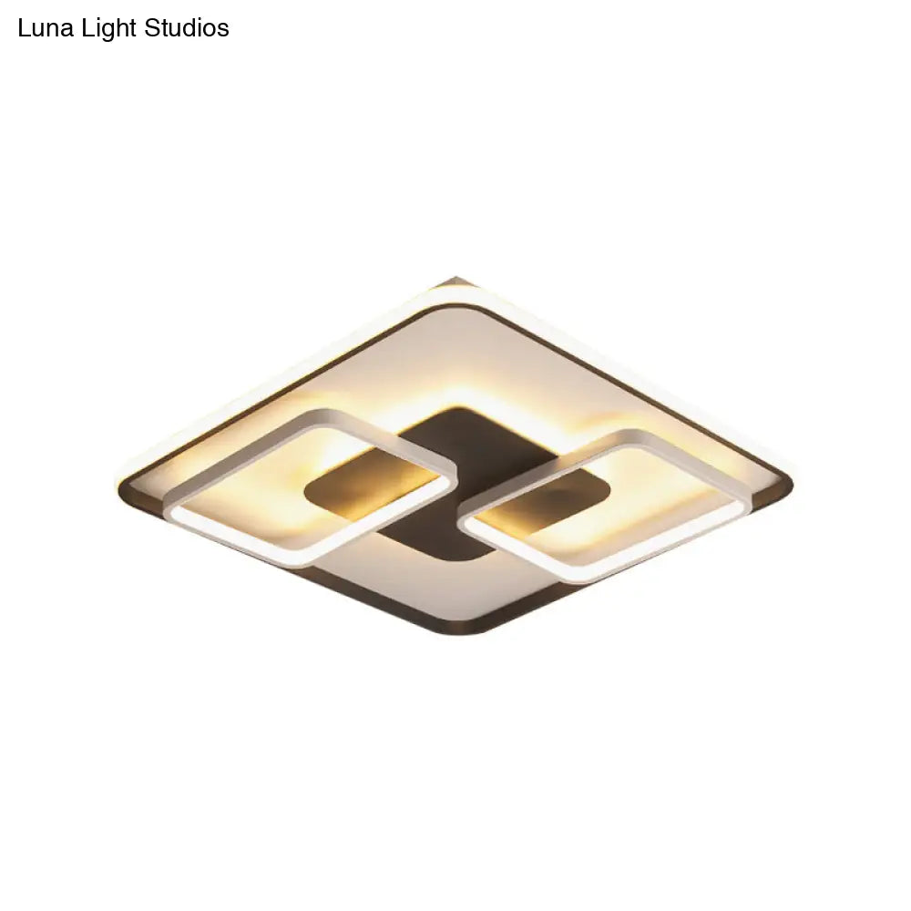 Modern Black And White Geometric Led Flushmount Living Room Light - Warm/White Multiple Sizes