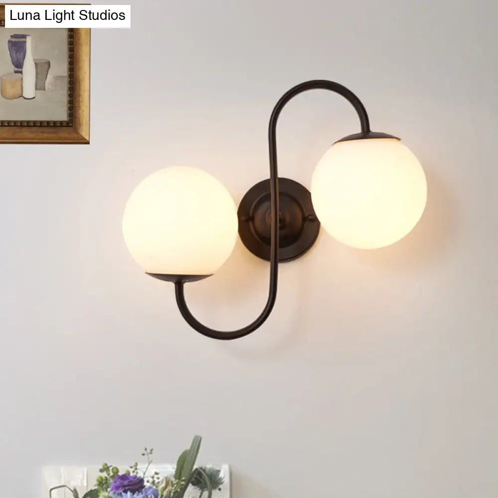 Modern Black And White Glass Wall Sconce Light Fixture - Living Room Lamp