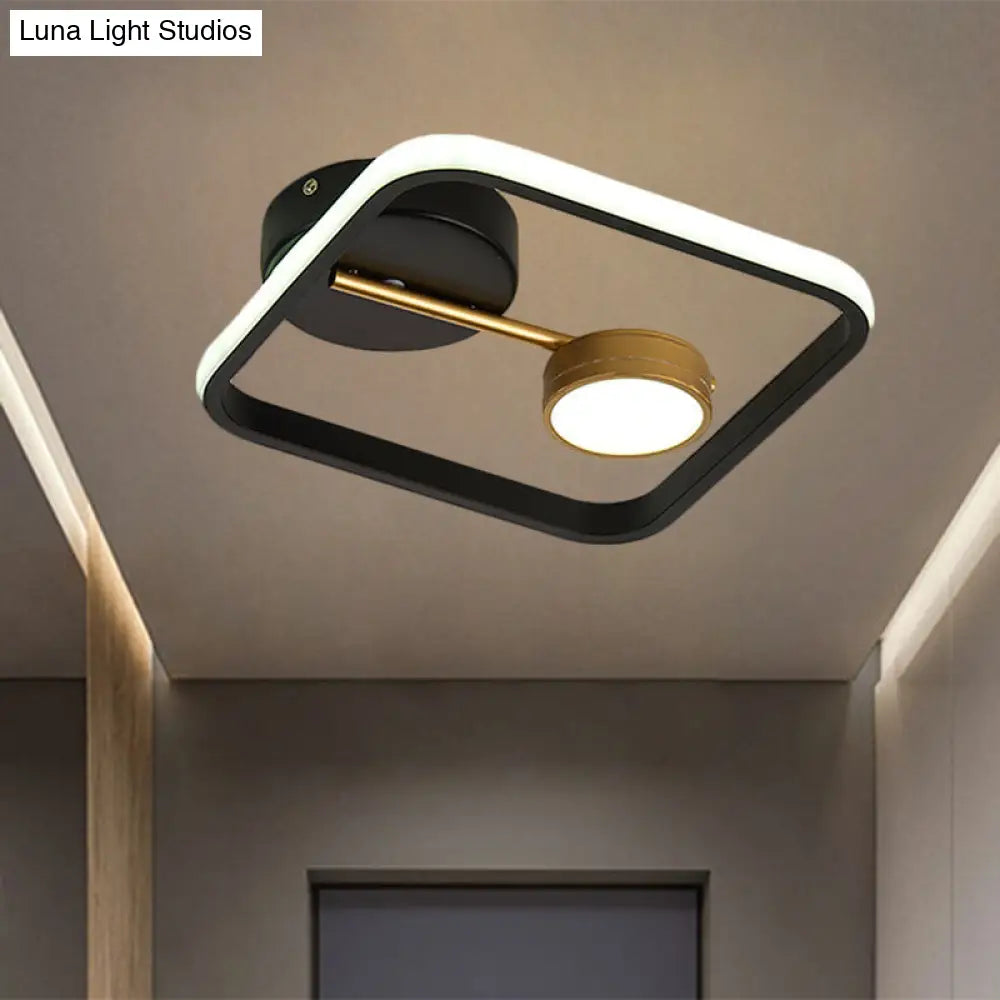 Modern Black And White/Gold Led Flush Mount Ceiling Light Fixture With Warm/White Metal Shade