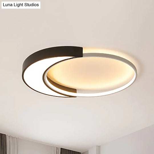 Modern Black And White Metal Shade Ceiling Flush Light - Warm/White Led 19.5/27 Wide