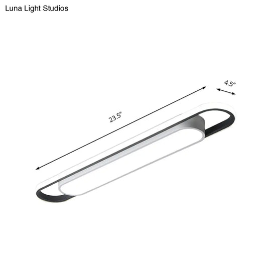 Modern Black And White Multi-Ring Flush Lighting - Led Acrylic Mount Lamp For Corridor White/Warm