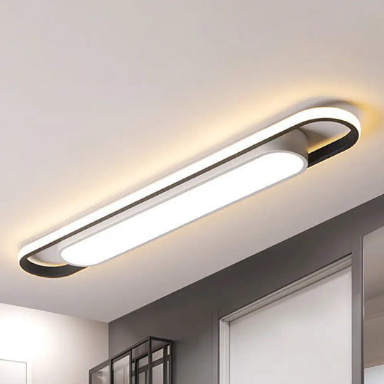 Modern Black And White Multi-Ring Flush Lighting - Led Acrylic Mount Lamp For Corridor White/Warm