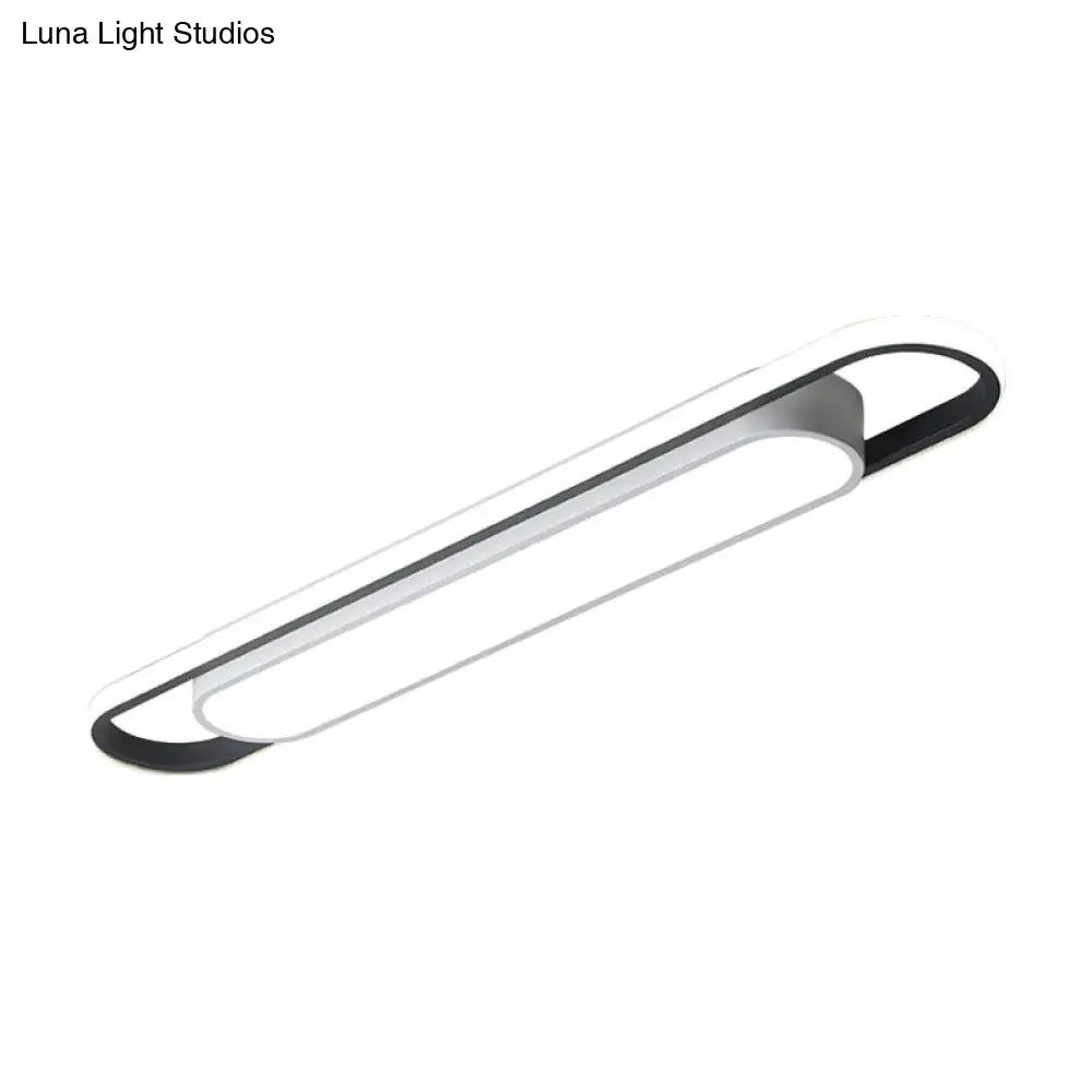 Modern Black And White Multi-Ring Flush Lighting - Led Acrylic Mount Lamp For Corridor White/Warm