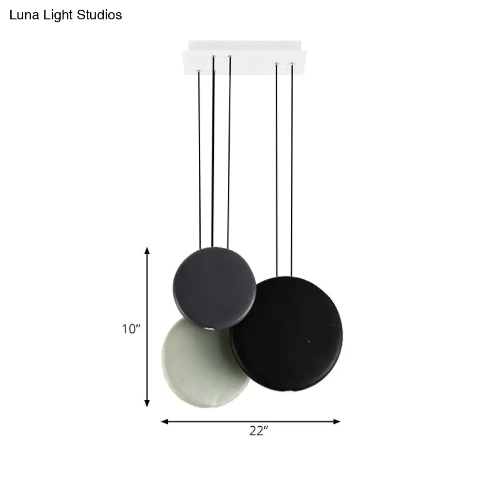 Modern Black And White Pendant Lights With Round Resin Shade