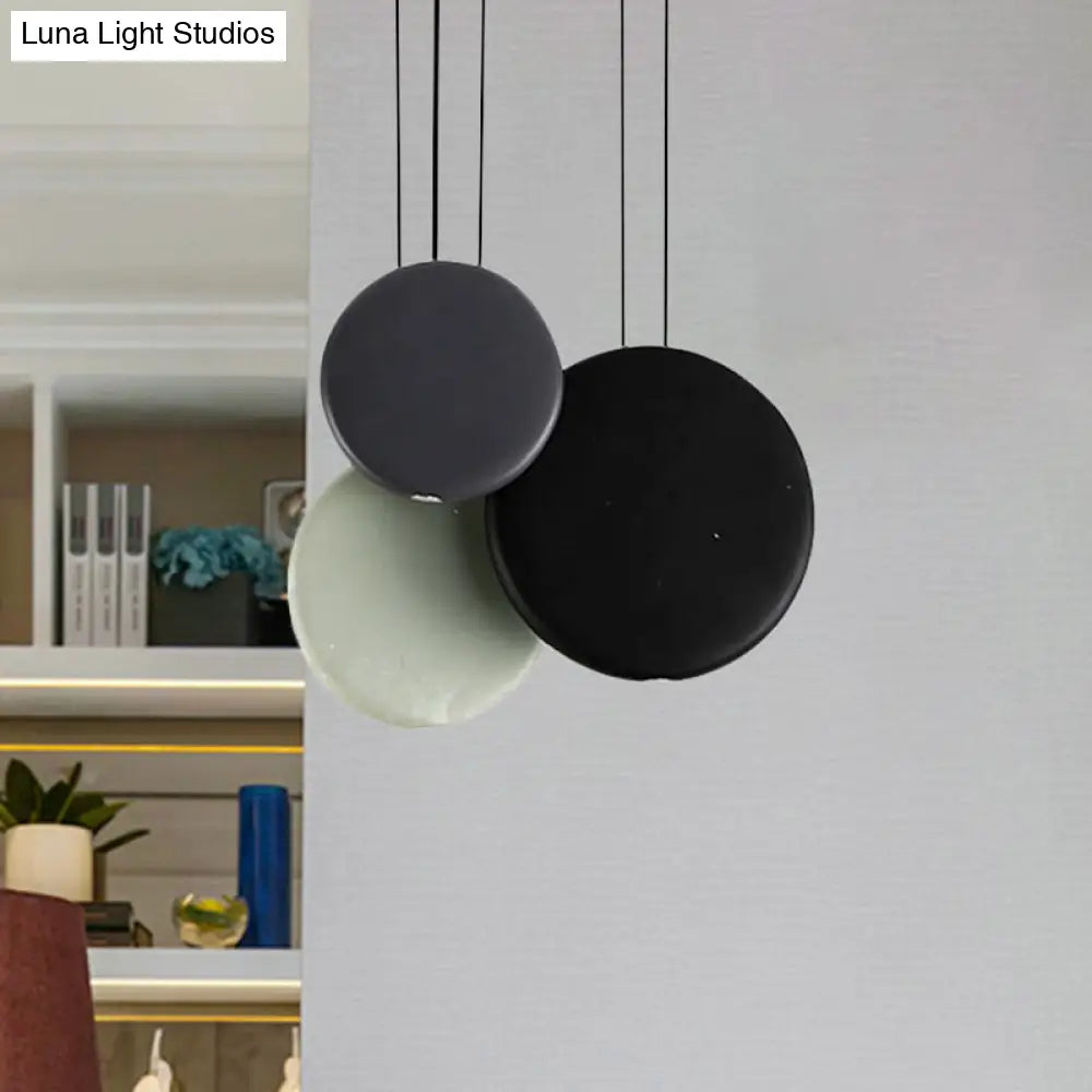 Modern Black And White Pendant Lights With Round Resin Shade 3 / Black-White Warm