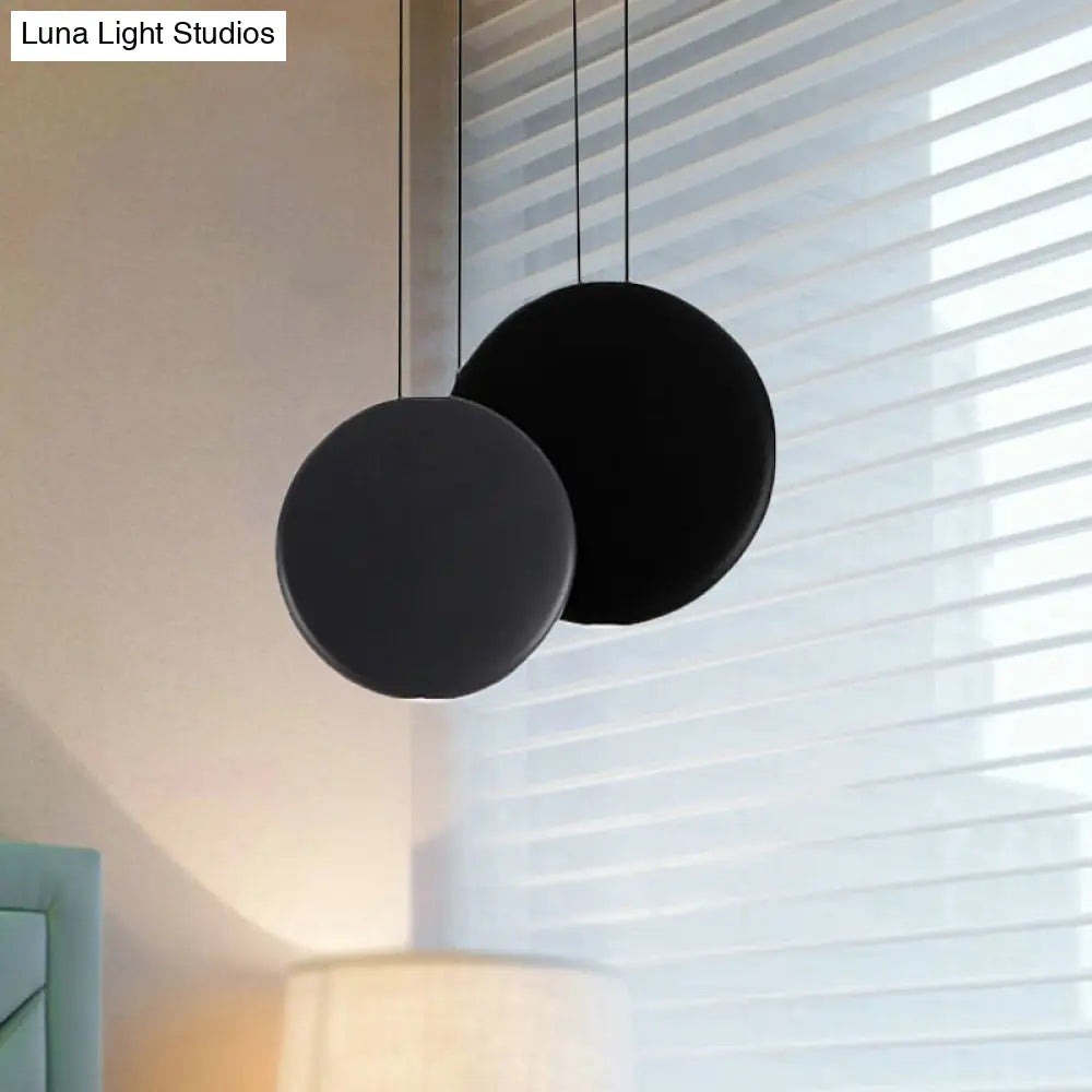 Modern Black And White Pendant Lights With Round Resin Shade 2 / Black-White Warm