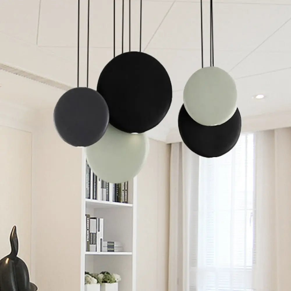 Modern Black And White Pendant Lights - 2/3/5 Globe Design With Warm/White Light 5 / Black-White