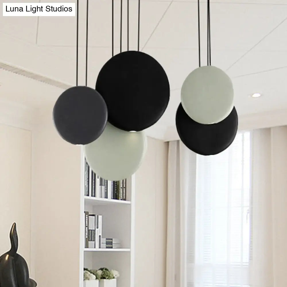 Modern Black And White Pendant Lights With Round Resin Shade 5 / Black-White Warm