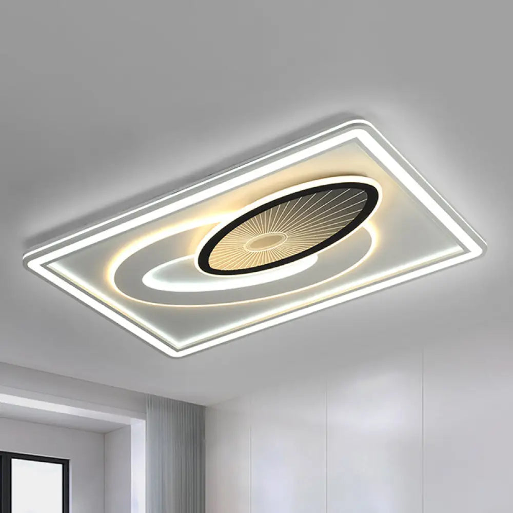 Modern Black And White Rectangular Flush Mount Acrylic Led Ceiling Light With Oval Detail Black -