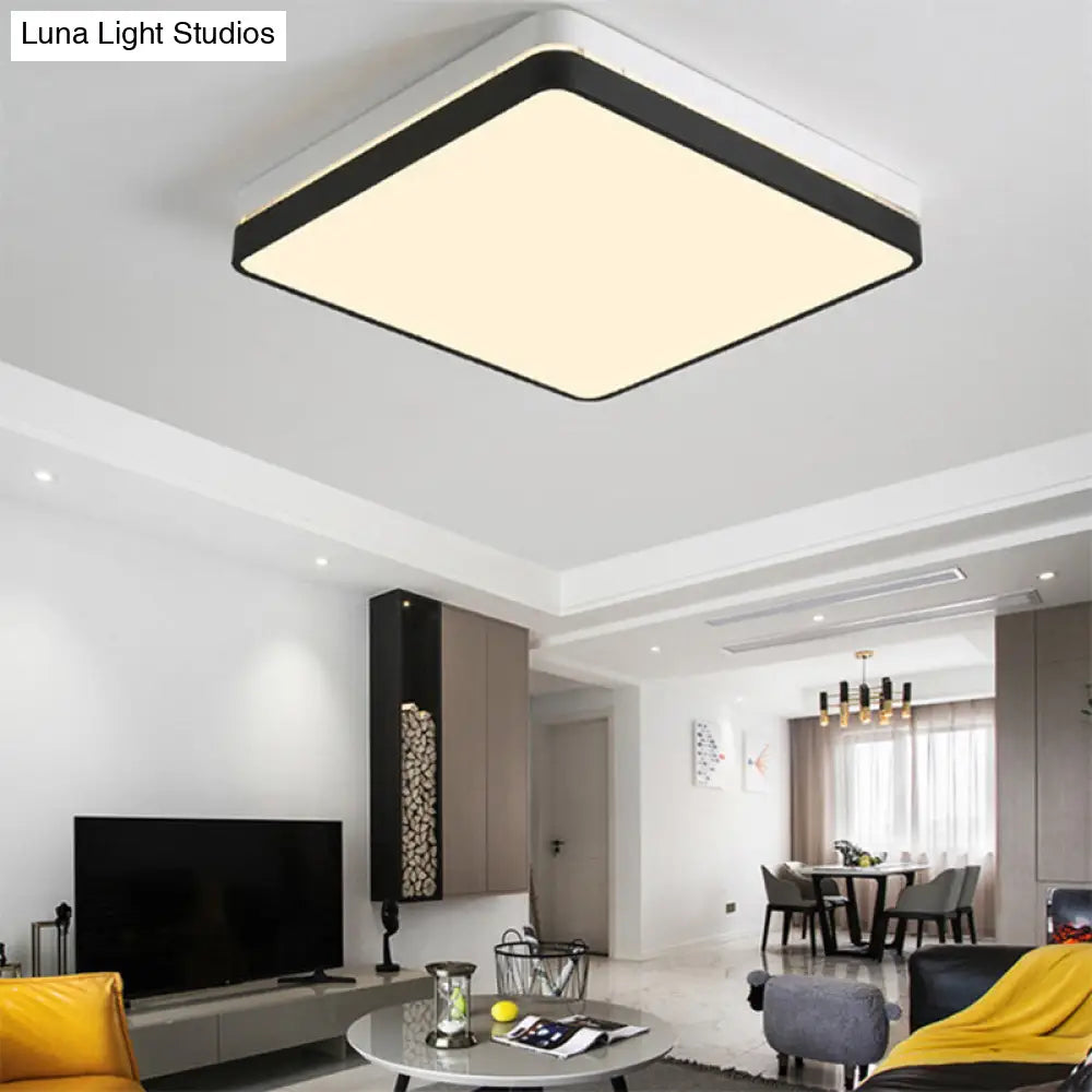 Modern Black And White Square Ceiling Light With Led Flush Lighting For The Bedroom