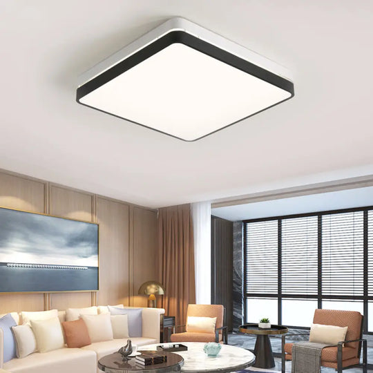 Modern Black And White Square Ceiling Light With Led Flush Lighting For The Bedroom / 21’