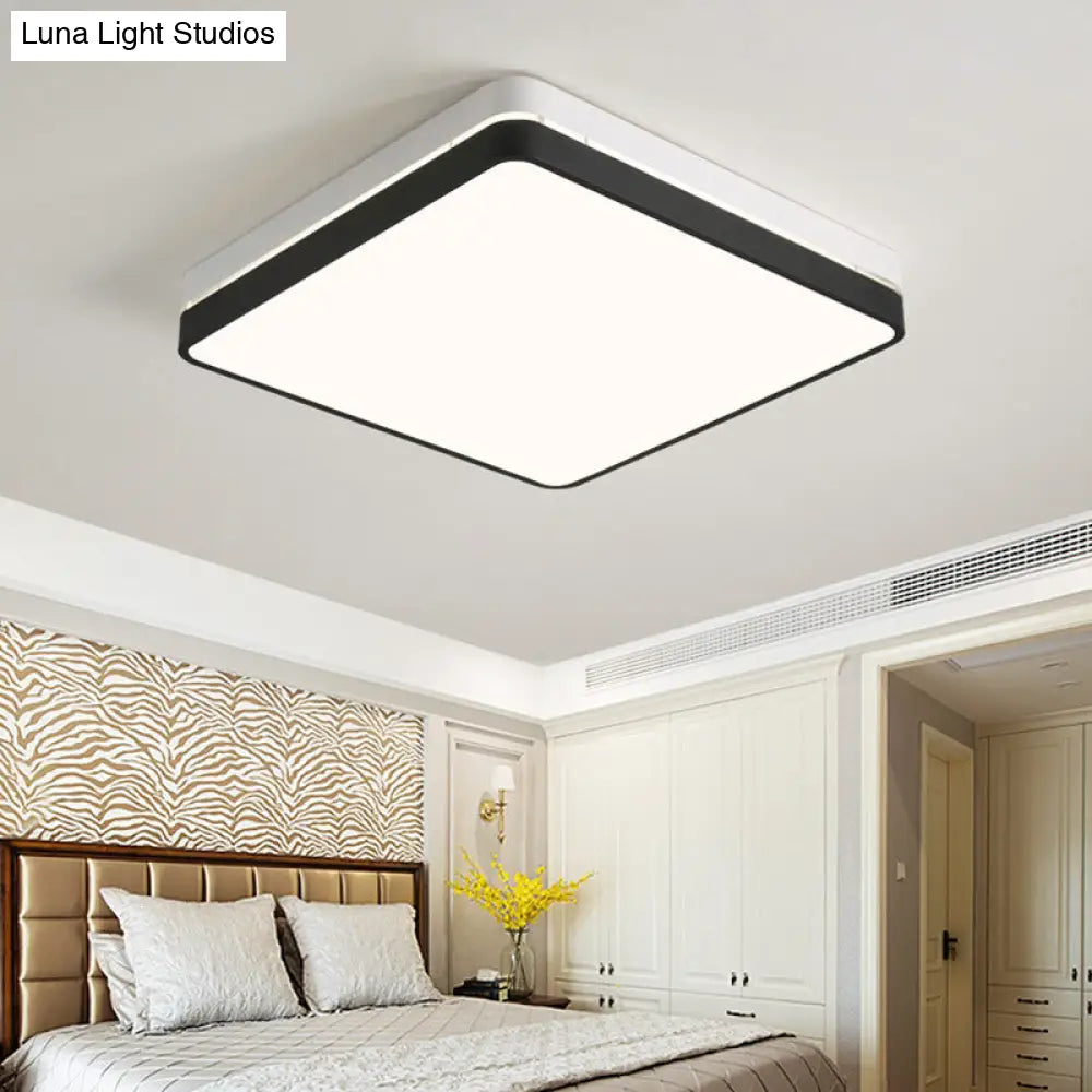 Modern Black And White Square Ceiling Light With Led Flush Lighting For The Bedroom