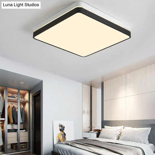 Modern Black And White Square Ceiling Light With Led Flush Lighting For The Bedroom