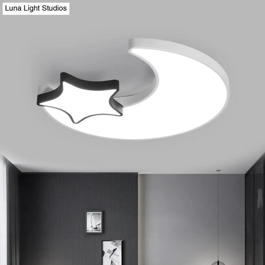 Modern Black And White Starry Led Ceiling Light With Acrylic Shade