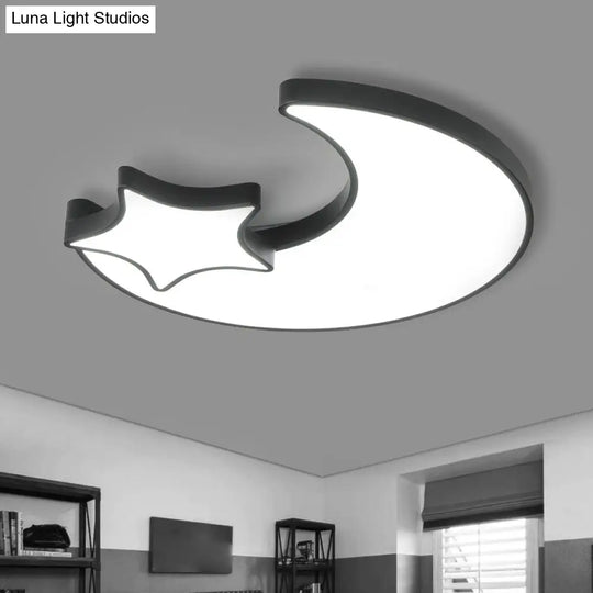 Modern Black And White Starry Led Ceiling Light With Acrylic Shade