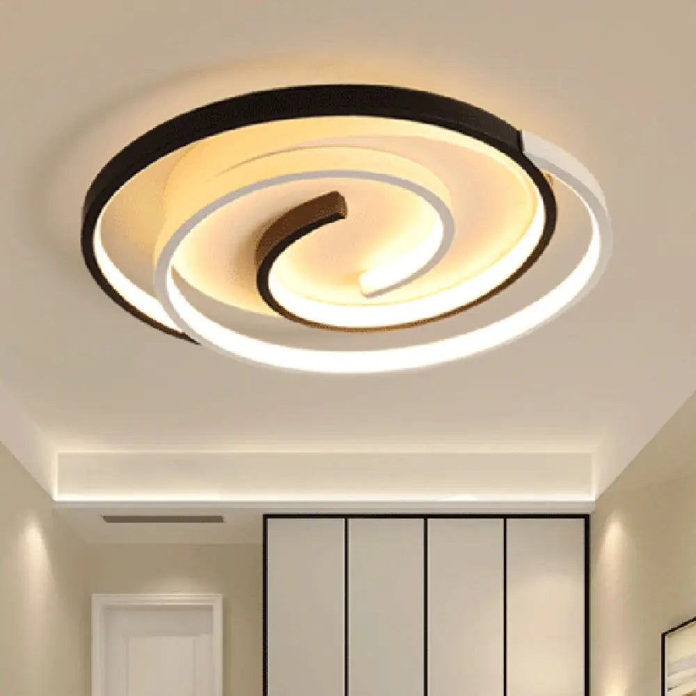 Modern Black And White Swirl Led Ceiling Light For Bedroom Black-White / 18