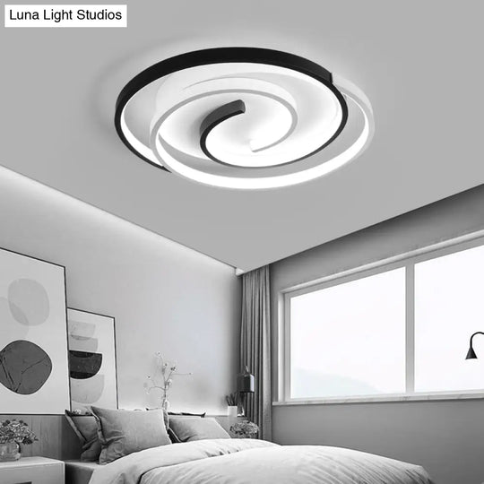 Modern Black And White Swirl Led Ceiling Light For Bedroom