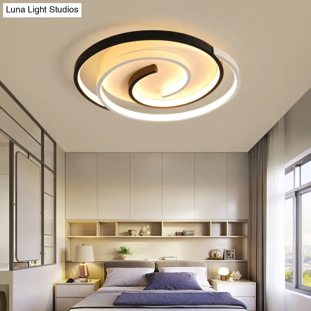 Modern Black And White Swirl Led Ceiling Light For Bedroom