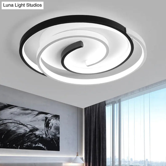 Modern Black And White Swirl Led Ceiling Light For Bedroom