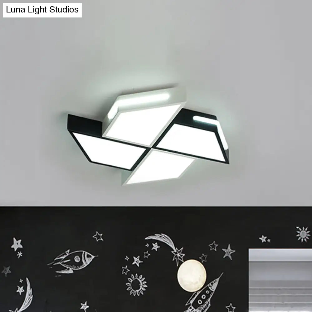 Modern Black And White Windmill Flush Lighting Led Ceiling Lamp Fixture (18/23.5 Wide) Black-White /