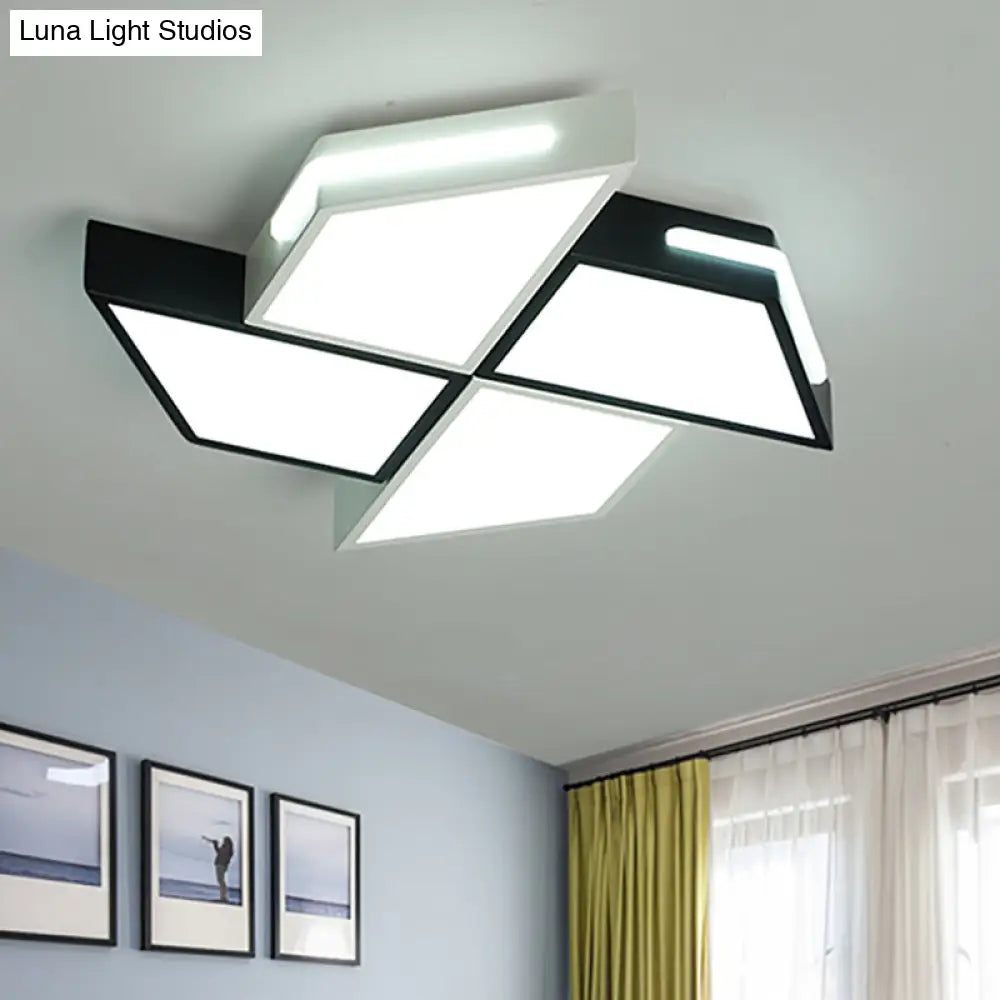 Modern Black And White Windmill Flush Lighting Led Ceiling Lamp Fixture (18’/23.5’ Wide)