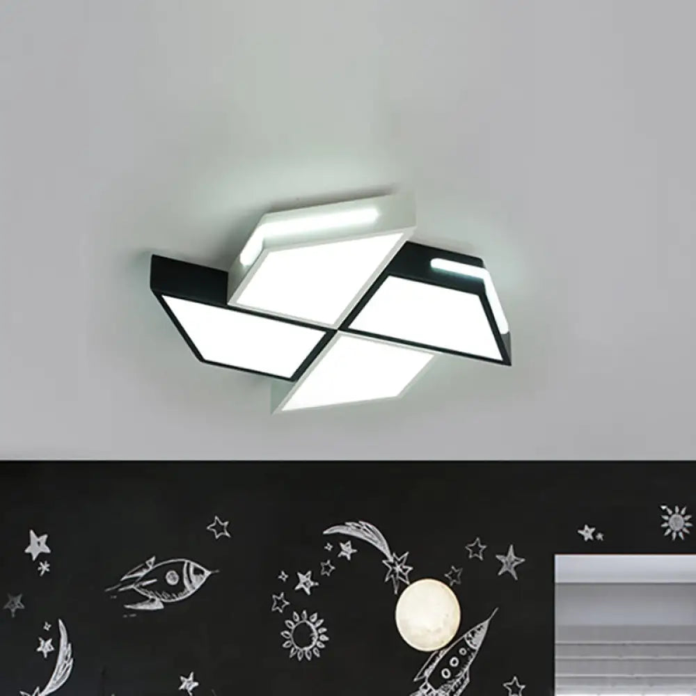 Modern Black And White Windmill Flush Lighting Led Ceiling Lamp Fixture (18’/23.5’ Wide)