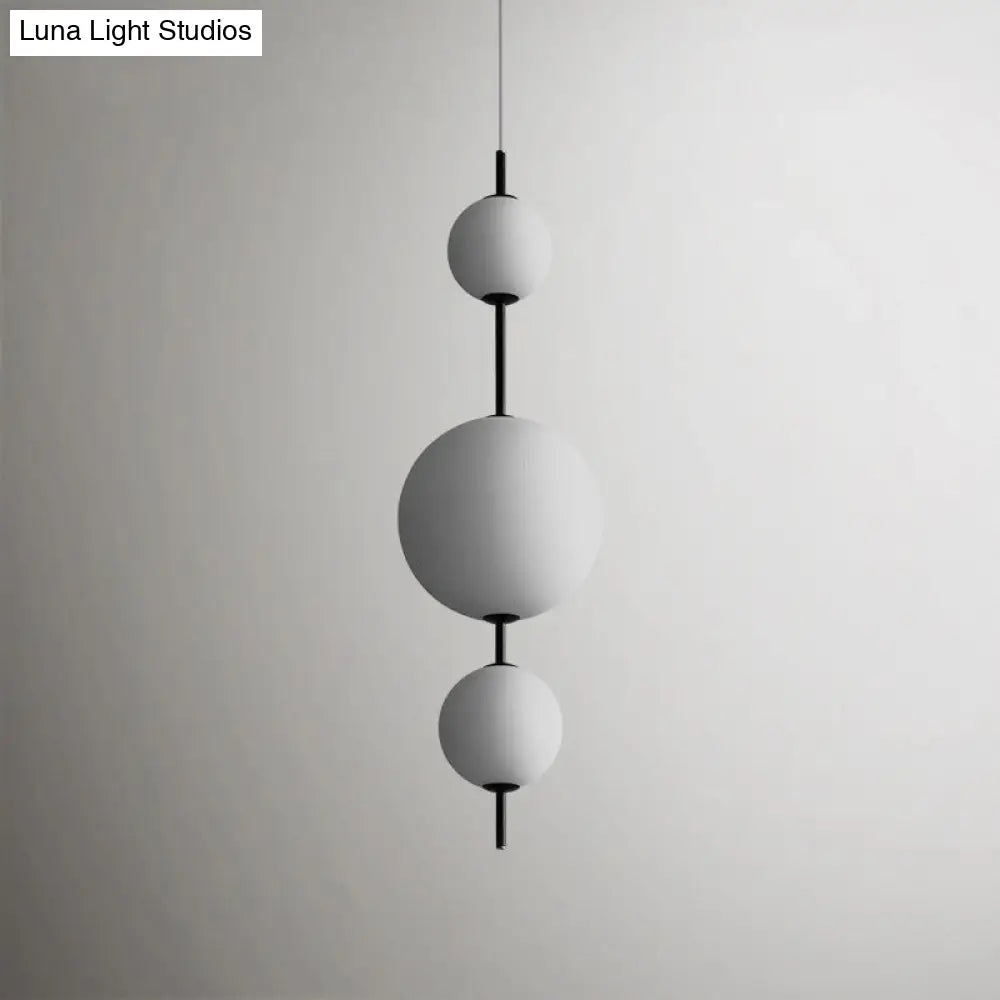 Modern Led Black Chandelier With Cream Glass Pendulum For Dining Room Lighting / A