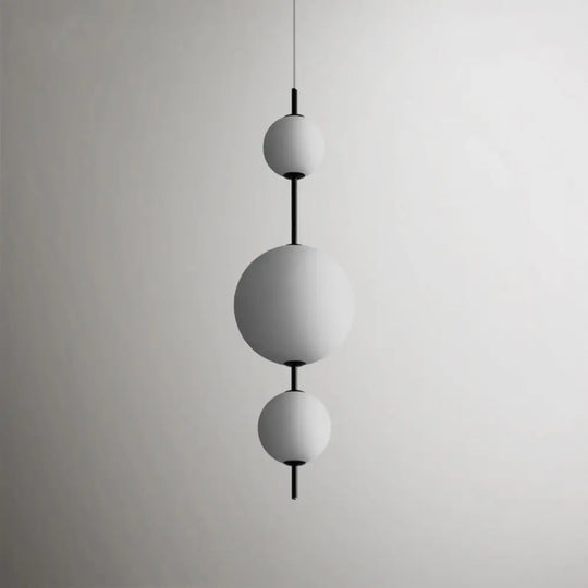 Modern Black Ball Pendulum Led Chandelier With Cream Glass - Dining Room Lighting Fixture / A