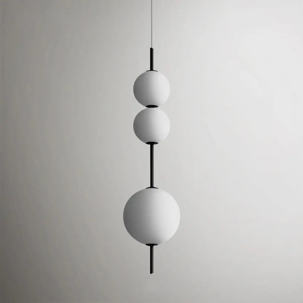 Modern Black Ball Pendulum Led Chandelier With Cream Glass - Dining Room Lighting Fixture / B