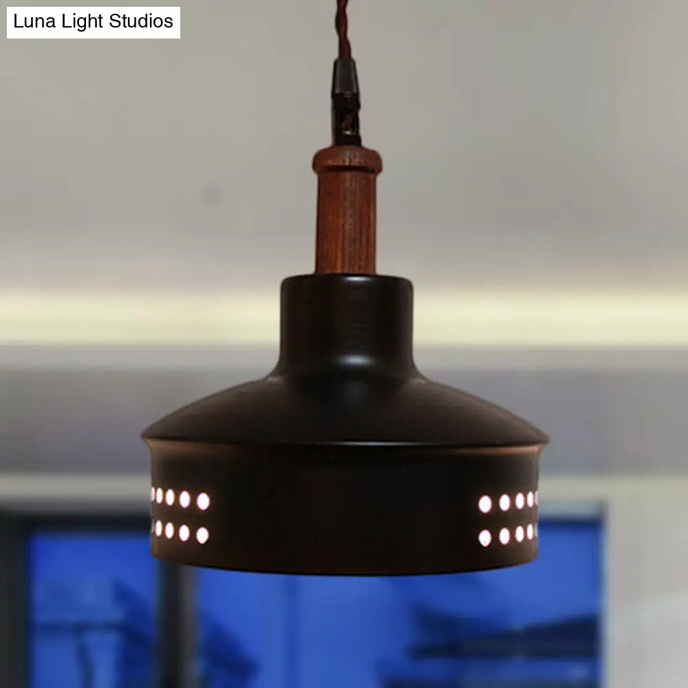 Modern Black Barn Shade Pendant Ceiling Light With Metallic Finish