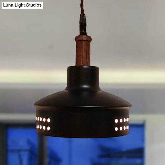 Modern Black Barn Shade Pendant Ceiling Light With Metallic Finish