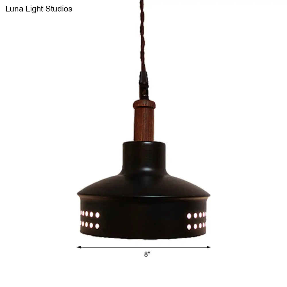 Modern Black Barn Shade Pendant Ceiling Light With Metallic Finish