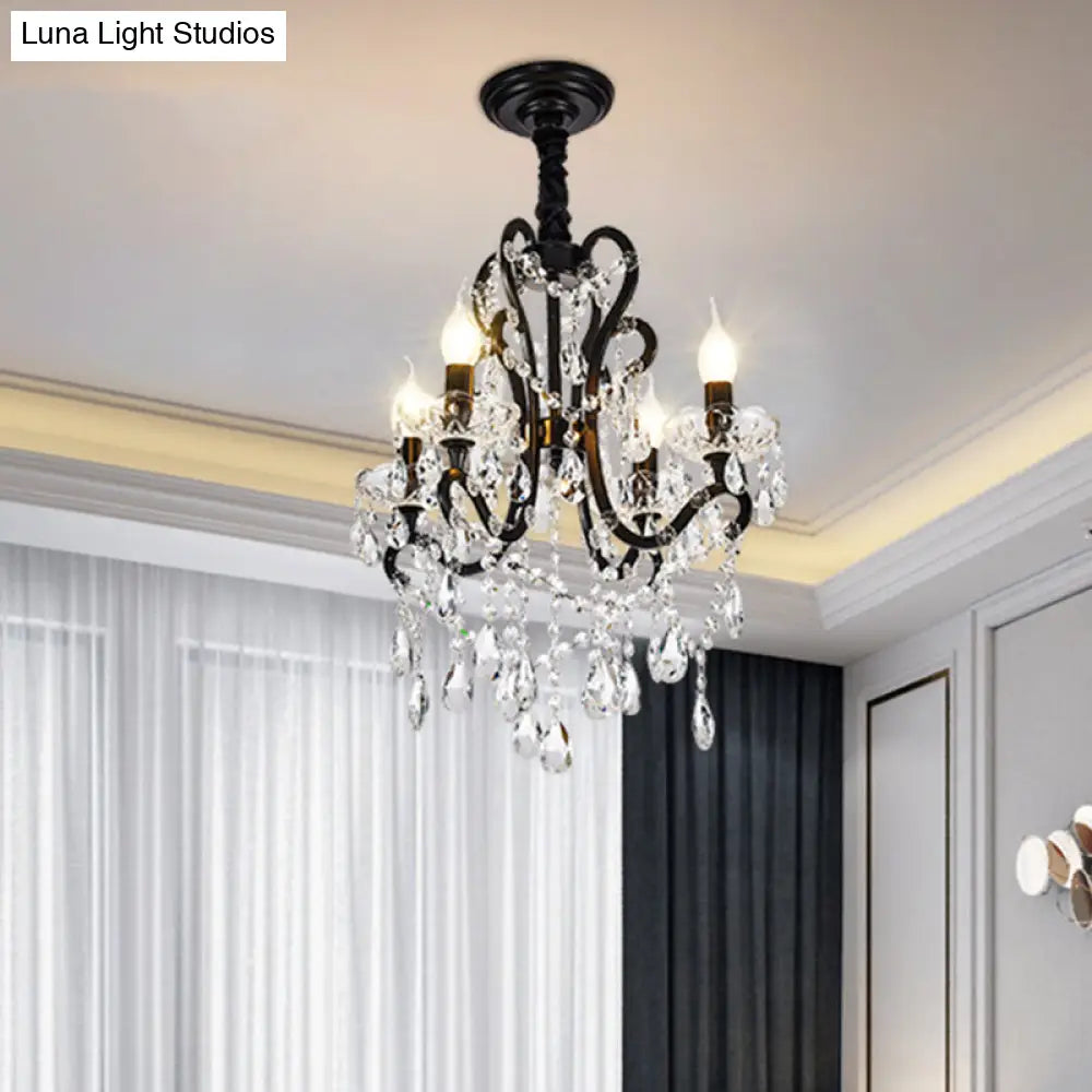 Modern Black Bedroom Chandelier - 4/5 Lights Crystal Stands Swag Hanging Ceiling Fixture 4 /