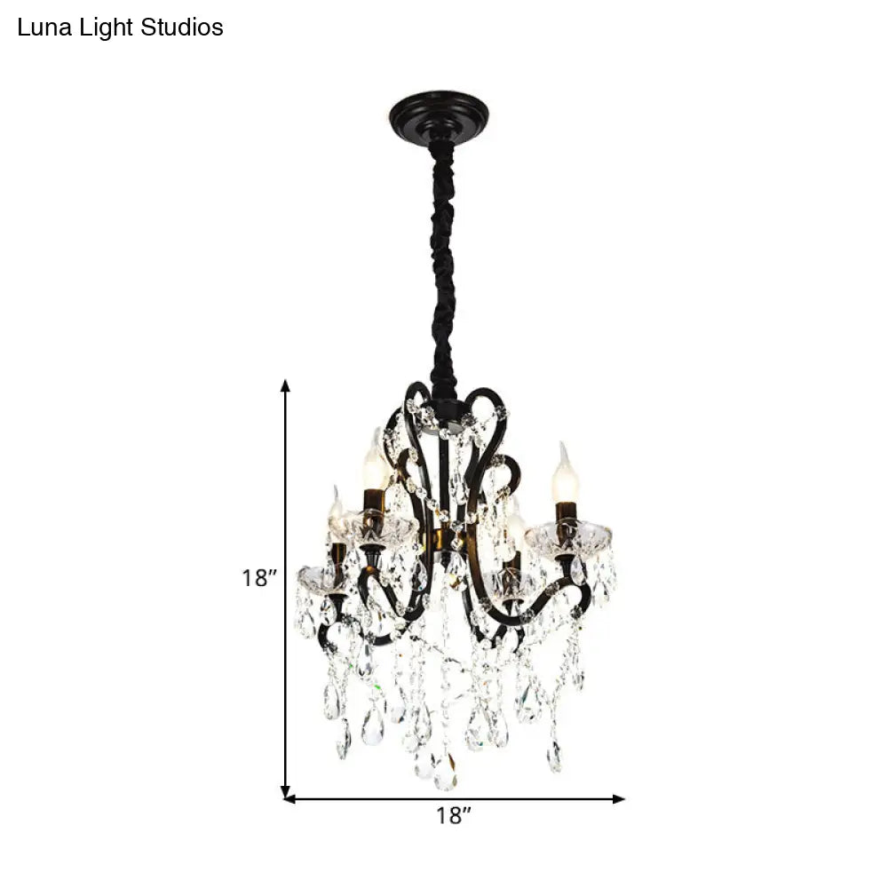 Modern Black Bedroom Chandelier - 4/5 Lights Crystal Stands Swag Hanging Ceiling Fixture