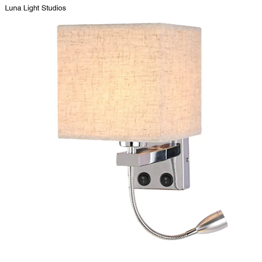 Modern Black/Beige/Coffee Bedside Wall Reading Lamp With Rectangle Fabric Shade