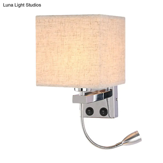 Modern Black/Beige/Coffee Bedside Wall Reading Lamp With Rectangle Fabric Shade