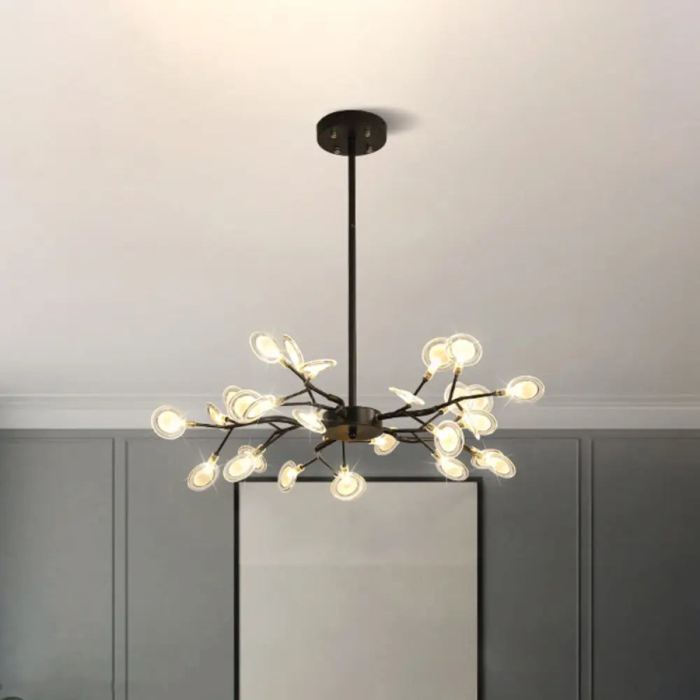 Modern Black Branching Chandelier With Metallic Multi-Light Suspension 30 /