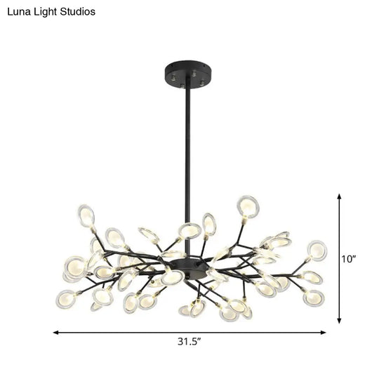 Modern Branching Chandelier: Metallic Multi-Light Suspension Lamp In Black