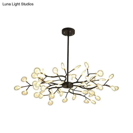 Modern Branching Chandelier: Metallic Multi-Light Suspension Lamp In Black