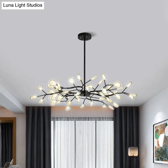 Modern Black Branching Chandelier With Metallic Multi-Light Suspension