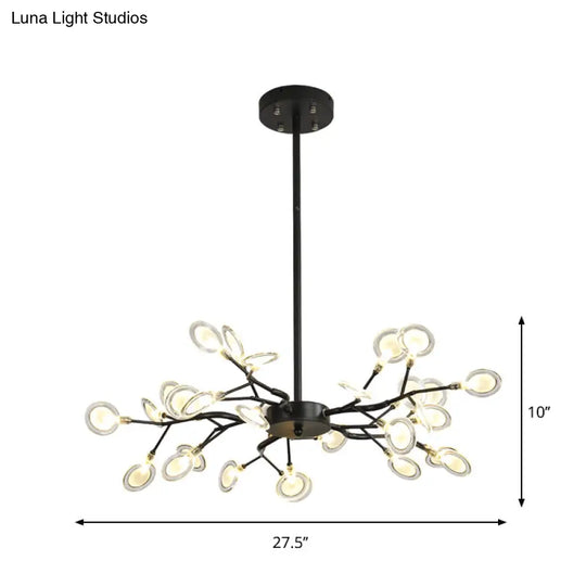 Modern Black Branching Chandelier With Metallic Multi-Light Suspension