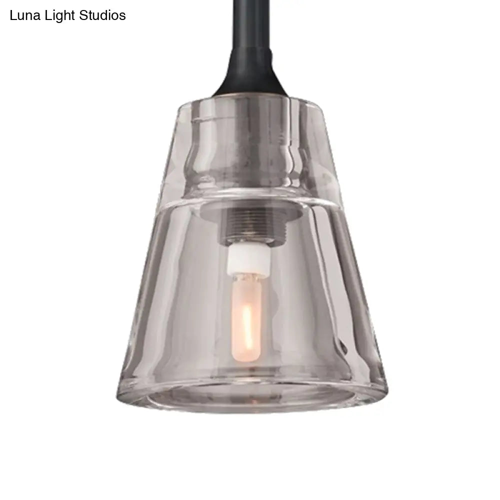 Modern Black/Brass/Chrome Cone Pendant Lamp With Led Double Smoke Glass Ceiling Fixture