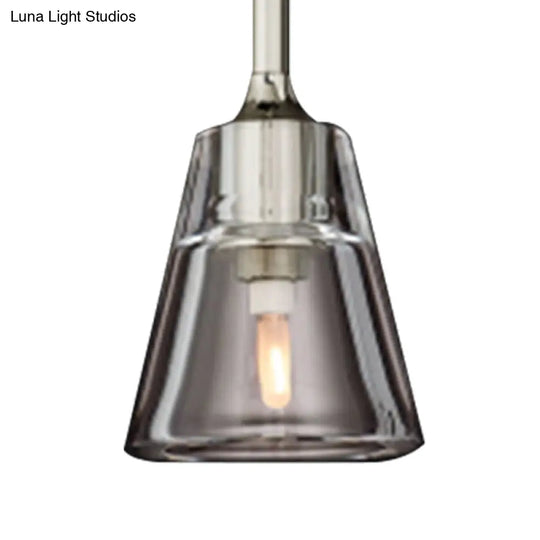 Modern Black/Brass/Chrome Cone Pendant Lamp With Led Double Smoke Glass Ceiling Fixture