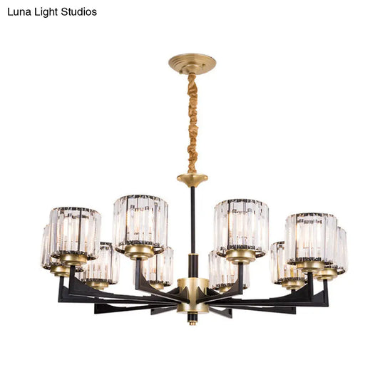 Modern Black And Brass Crystal Prism Chandelier With 4/6/12 Lights 10 /